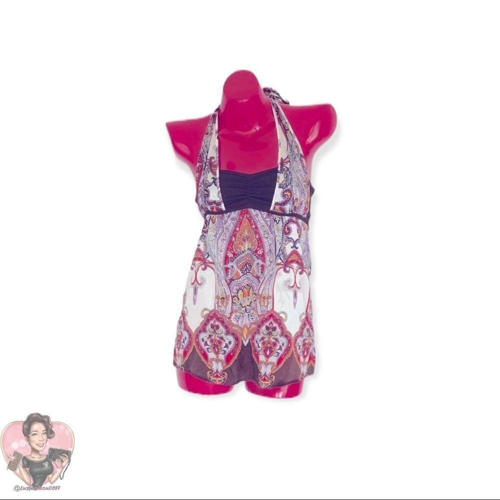 BEBE Silk Floral Print Halter Top